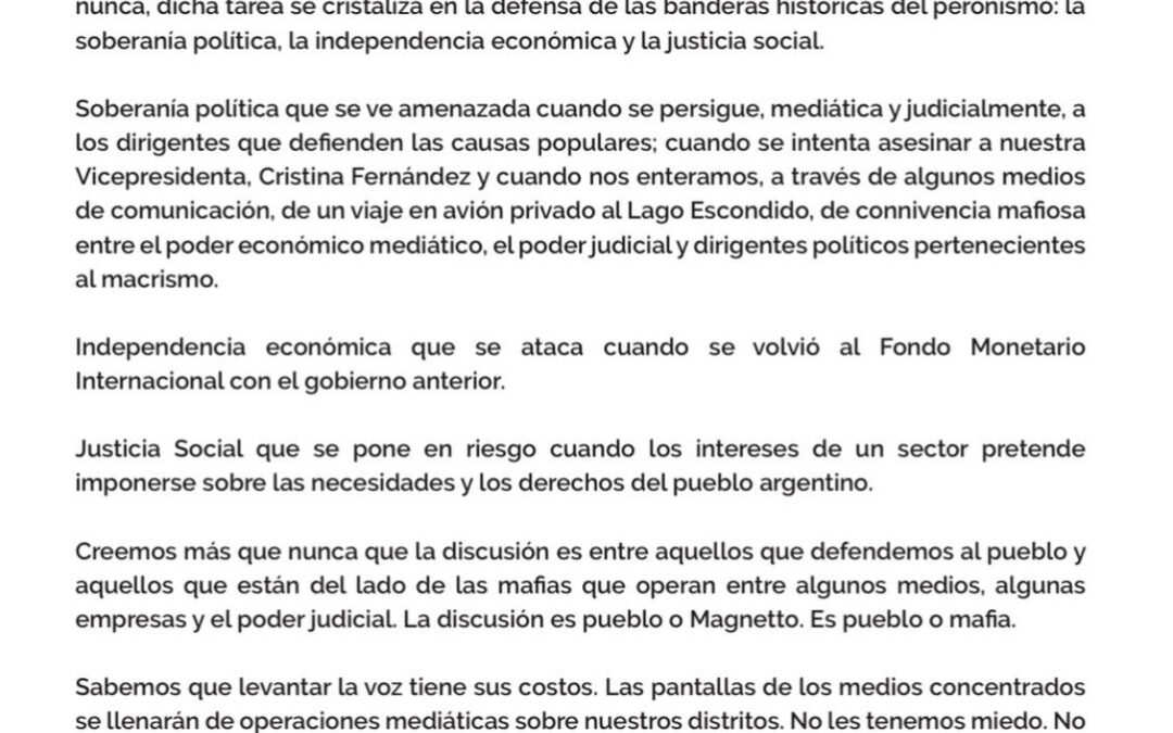 Los intendentes peronistas de la Primera y Tercera marcan la cancha