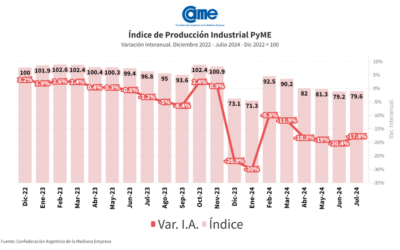 La industria pyme cayó 17,8% anual en julio: Sector por sector cómo fue la baja